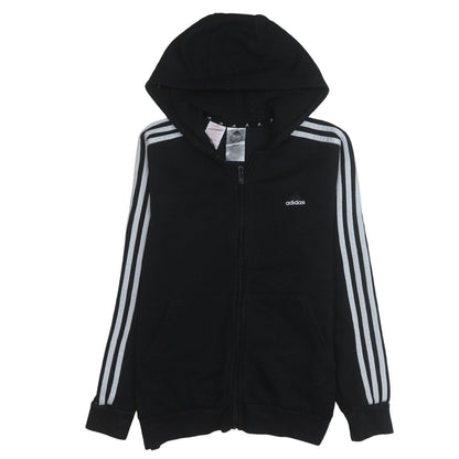Adidas Boys Black Full Zip Hoodie 13-14 Years Fleece Hooded Sweatshirt