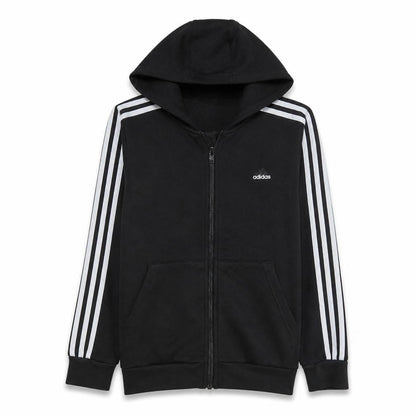 Front view of Adidas boys’ black full zip hoodie 13-14 years fleece hooded sweatshirt