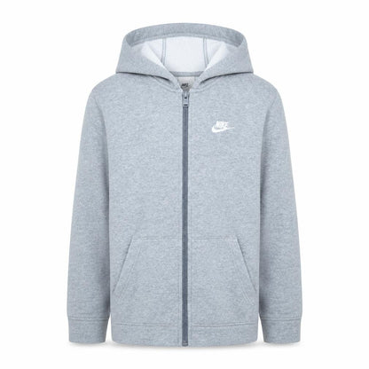 Front view of Nike boys’ grey full zip hoodie xl 158-170cm fleece sportswear