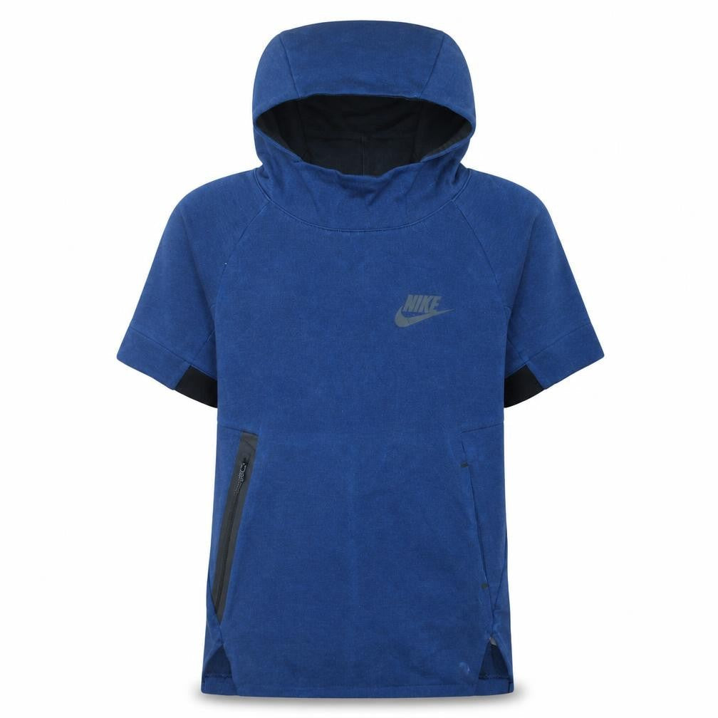 Front view of Nike boys’ blue pullover hoodie 12-13 years short sleeve hooded sweatshirt