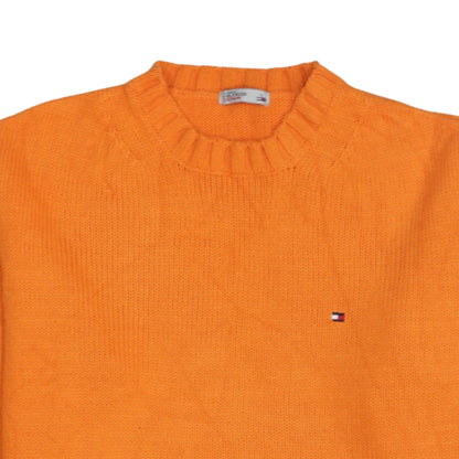 Tommy Hilfiger Denim Men's Orange Cotton Acrylic Crew Neck Jumper Size S