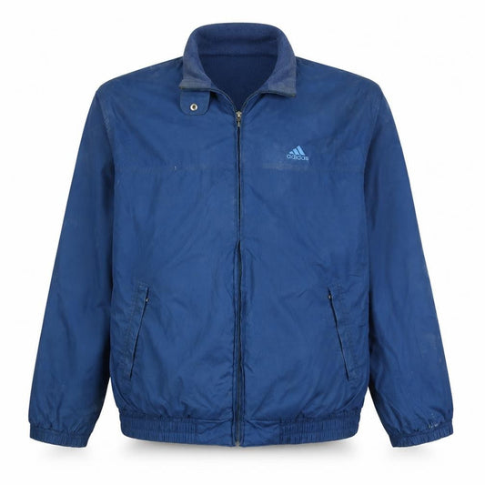 Front view of Adidas men’s blue xl windbreaker jacket lightweight full zip