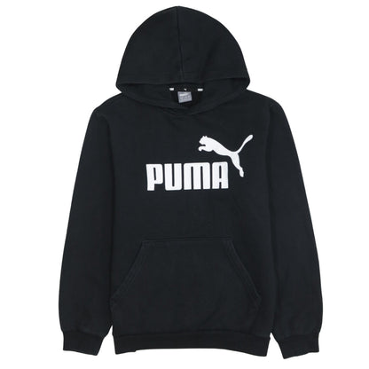 Puma Boys Black Pullover Hoodie 13-14 Years Regular Fit Logo Fleece