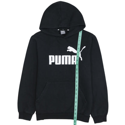 Puma Boys Black Pullover Hoodie 13-14 Years Regular Fit Logo Fleece