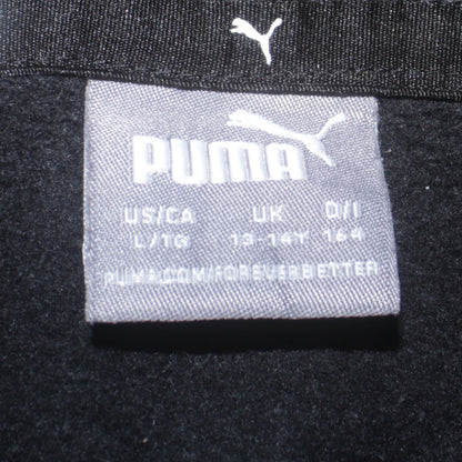Puma Boys Black Pullover Hoodie 13-14 Years Regular Fit Logo Fleece