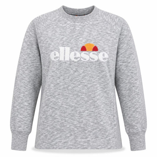 Front view of Ellesse Women Grey Logo Sweatshirt Small Pullover Crew Neck