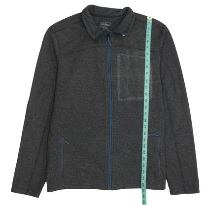 L.L.Bean Men's Grey Full Zip Fleece Jacket Size L Lightweight Outdoor