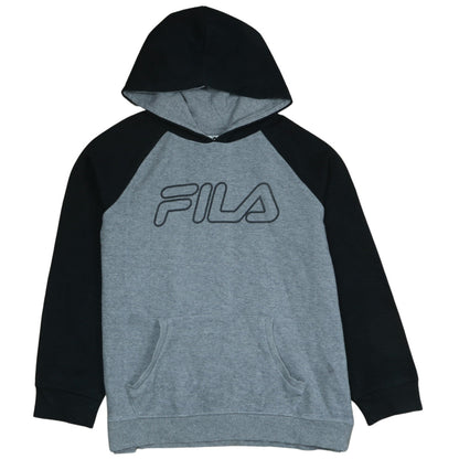 FILA Boys Grey Black Pullover Hoodie XL 14-16 Years Logo Sportswear