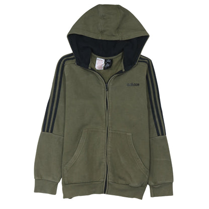 adidas Boys Green Full Zip Hoodie 13-14 Years Fleece Sports Sweatshirt