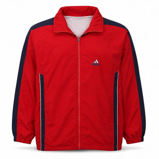 Front view of Adidas Men's Red 2XL Track Jacket Full Zip Lightweight Sportswear