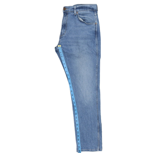 Wrangler Men Blue 33W 30L Straight Fit Denim Jeans