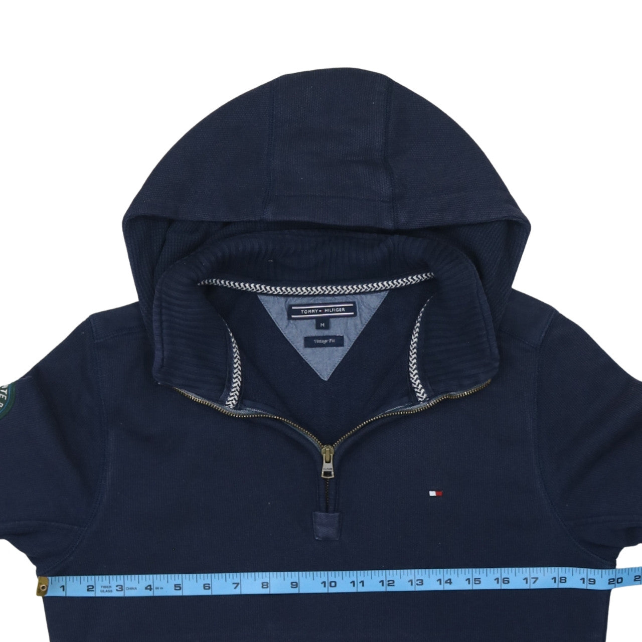 Mens UK Size M Tommy Hilfiger Blue 1/2 Zip Hoodie