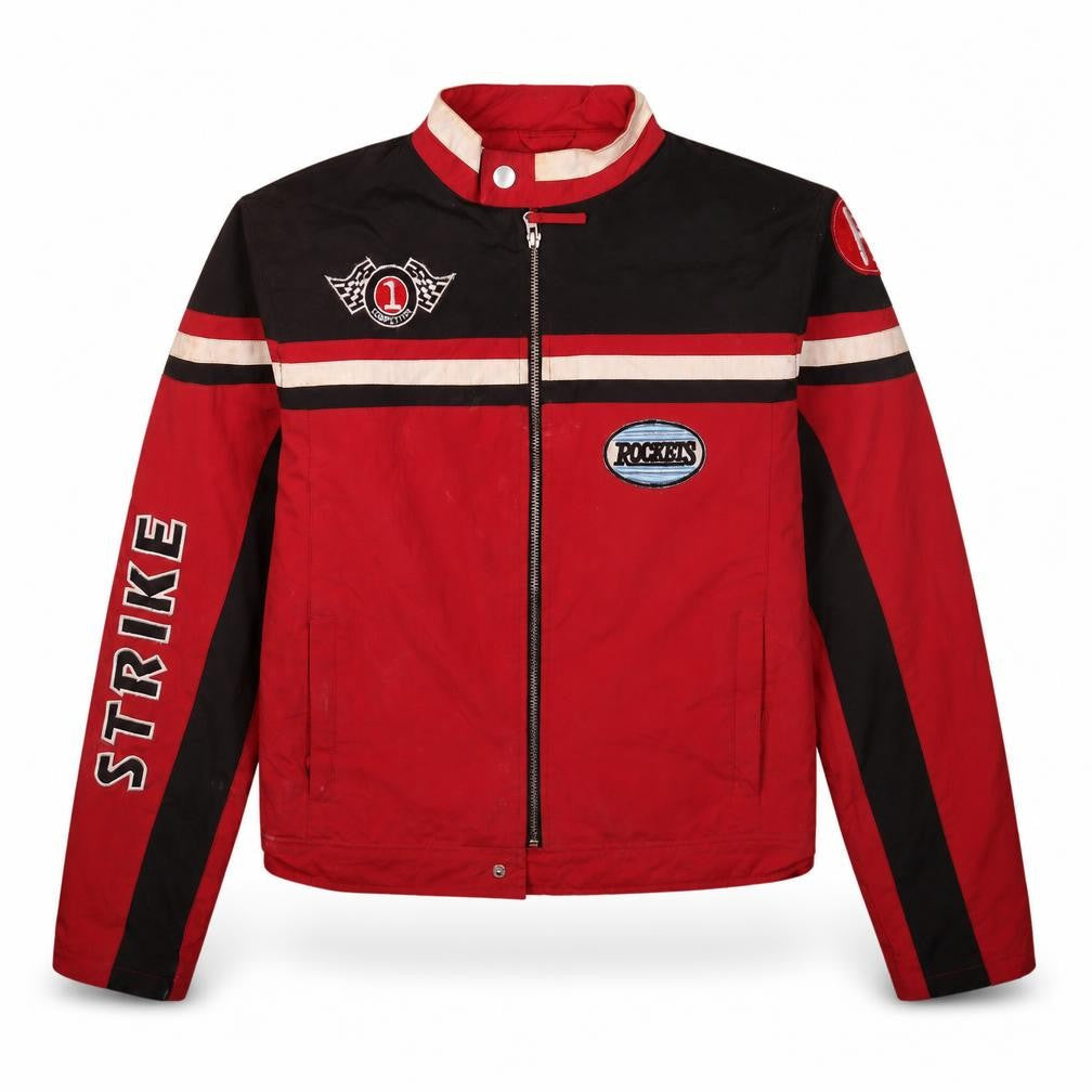 VD Fashion Womens Red Black Racing Motorcycle Jacket M