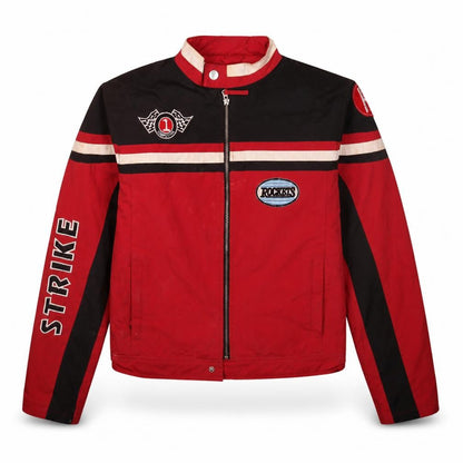 VD Fashion Womens Red Black Racing Motorcycle Jacket M