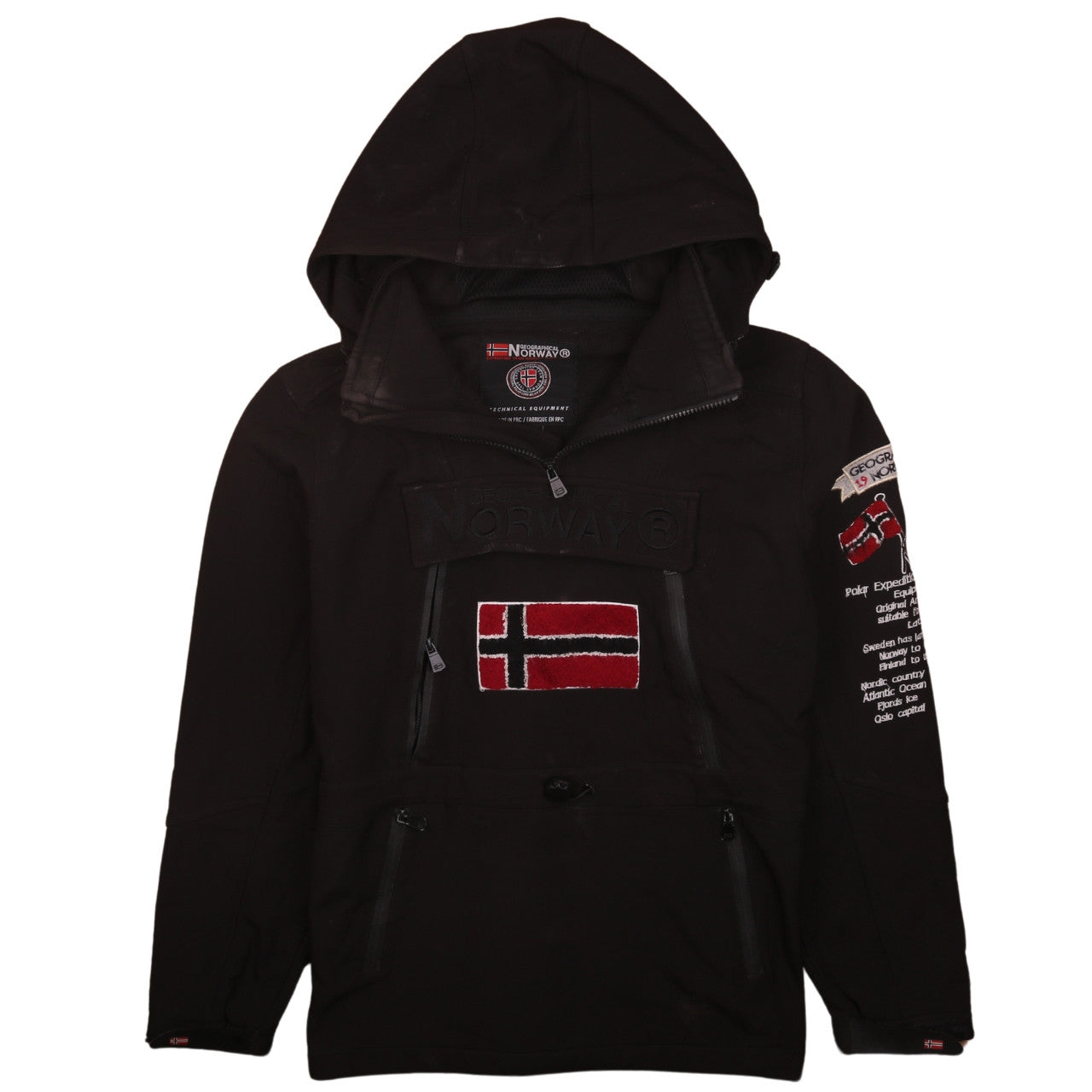 Mens UK Size S Geographical Norway Black Anorak Coat