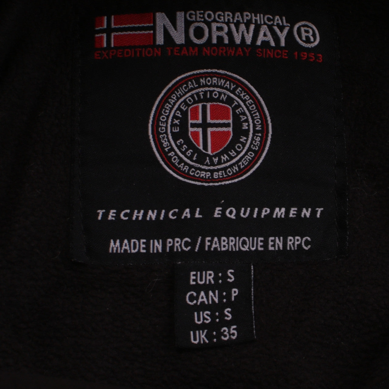 Mens UK Size S Geographical Norway Black Anorak Coat