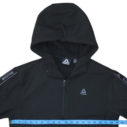 Reebok Boys Black Full Zip Hoodie 14-16 Years Sports Logo Hooded Top