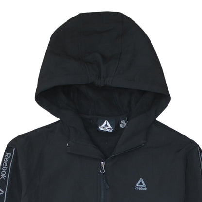 Reebok Boys Black Full Zip Hoodie 14-16 Years Sports Logo Hooded Top