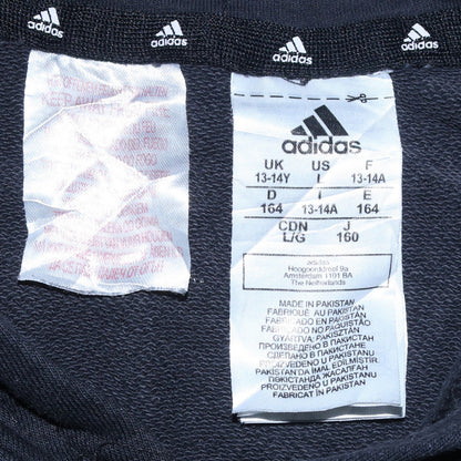 Adidas Boys Black Pullover Hoodie 13-14 Years Classic Logo Cotton Blend