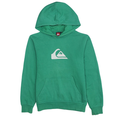 Quiksilver Boys Green Pullover Hoodie 10 Years Logo Graphic Cotton Blend