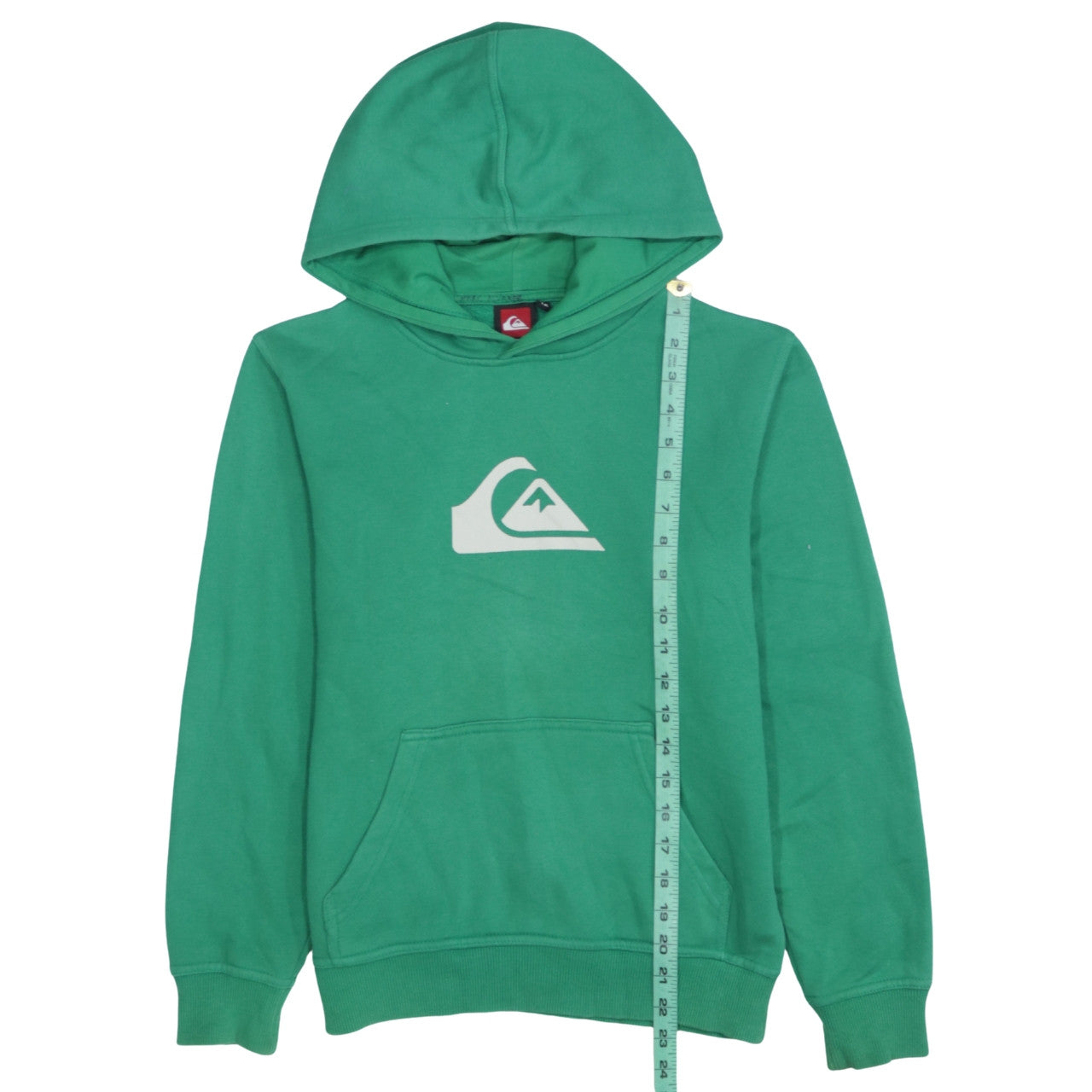 Quiksilver Boys Green Pullover Hoodie 10 Years Logo Graphic Cotton Blend