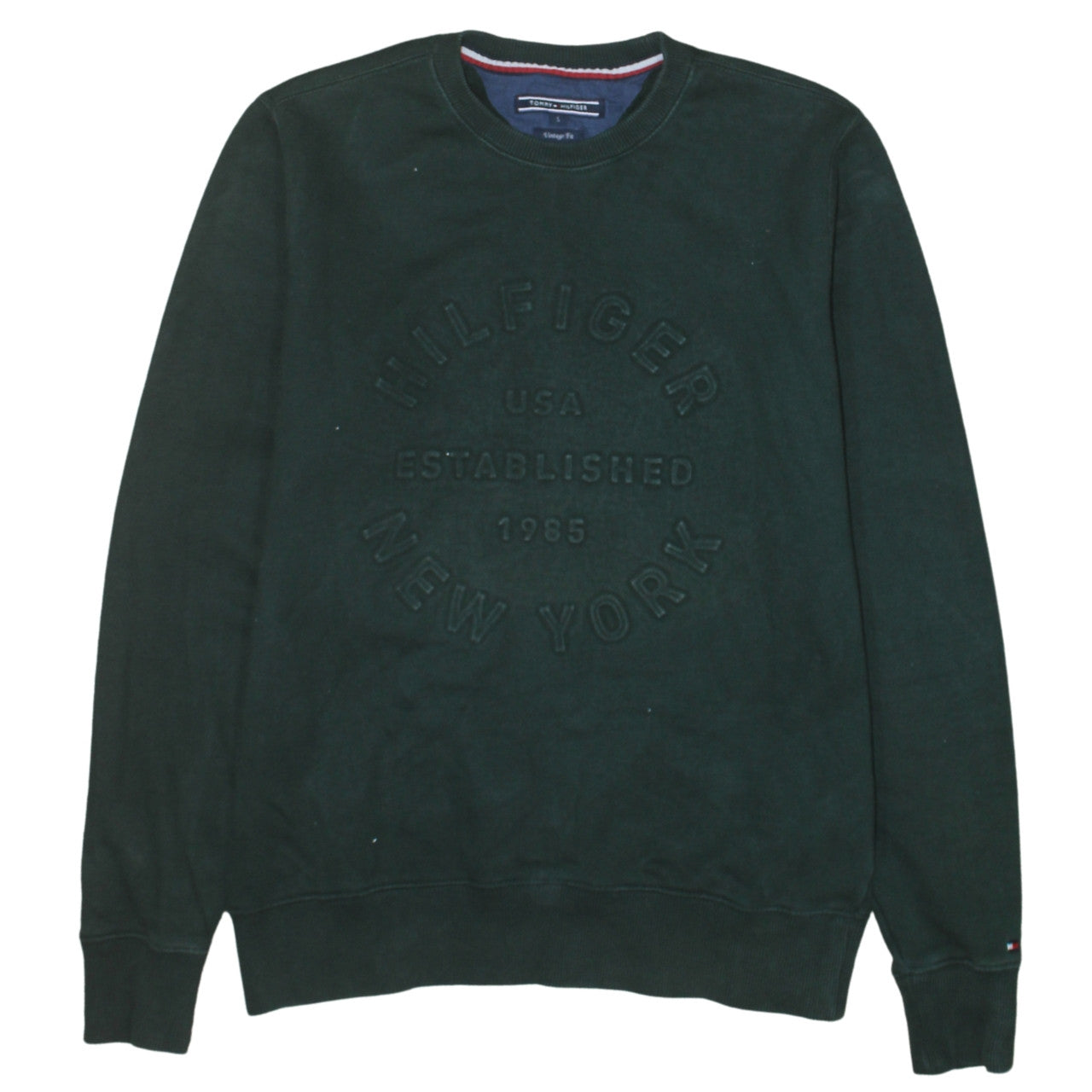 Mens UK Size S Tommy Hilfiger Green Pullover Sweatshirt