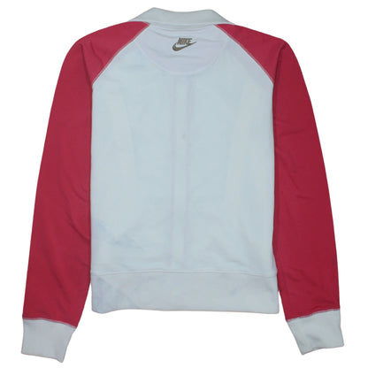 Nike Womens White Pink Track Jacket L Lightweight Full Zip Sports Top
