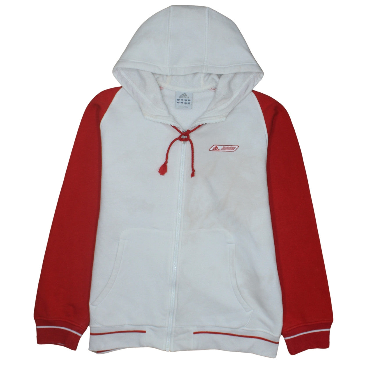 Mens UK Size M adidas White Full Zip Hoodie