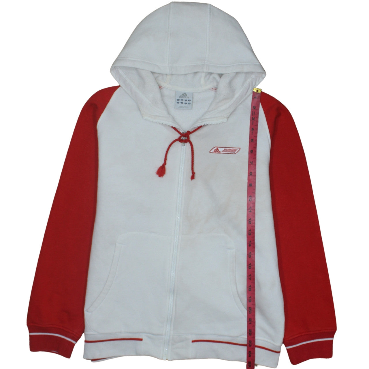 Mens UK Size M adidas White Full Zip Hoodie