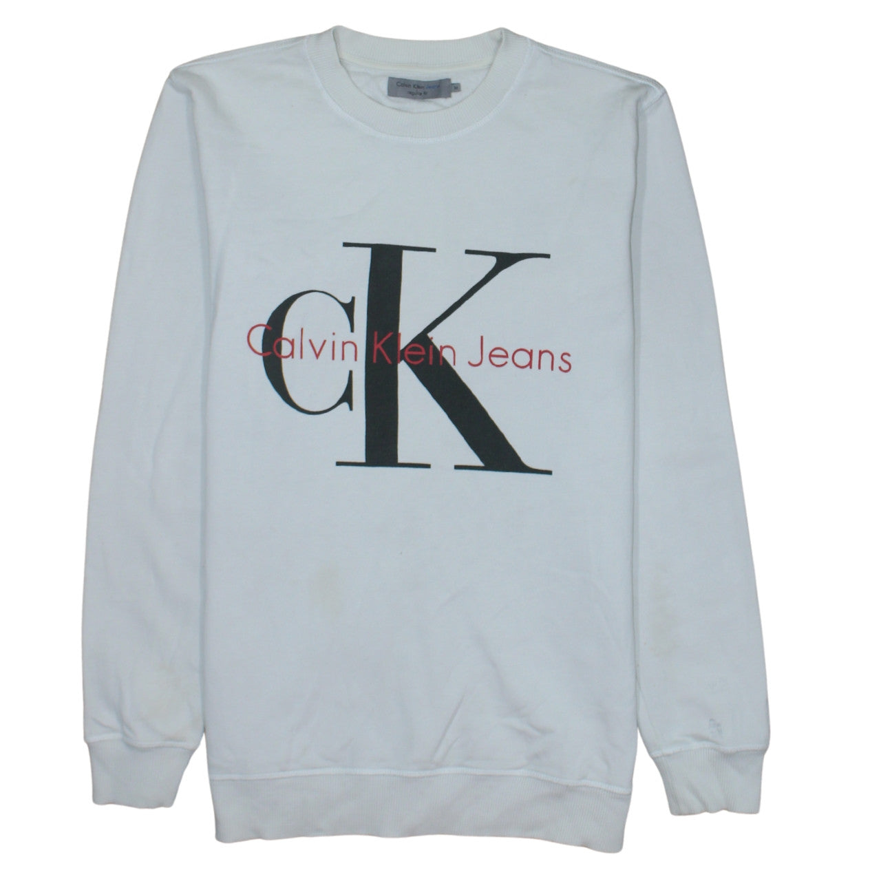 Mens UK Size M Calvin Klein Jeans White Pullover Sweatshirt