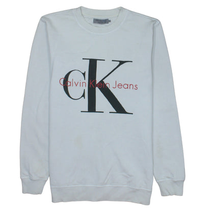 Mens UK Size M Calvin Klein Jeans White Pullover Sweatshirt