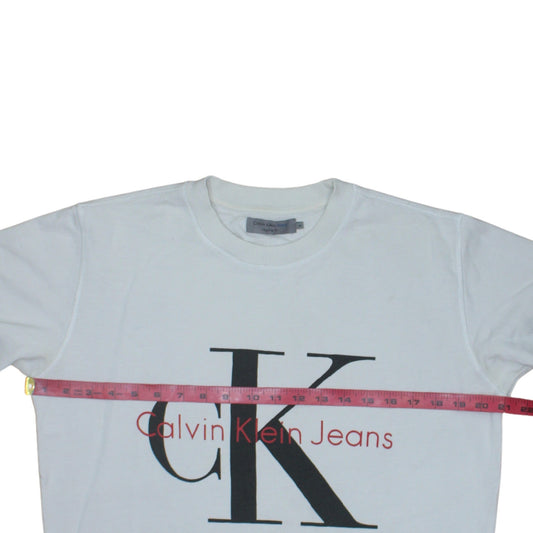 Mens UK Size M Calvin Klein Jeans White Pullover Sweatshirt