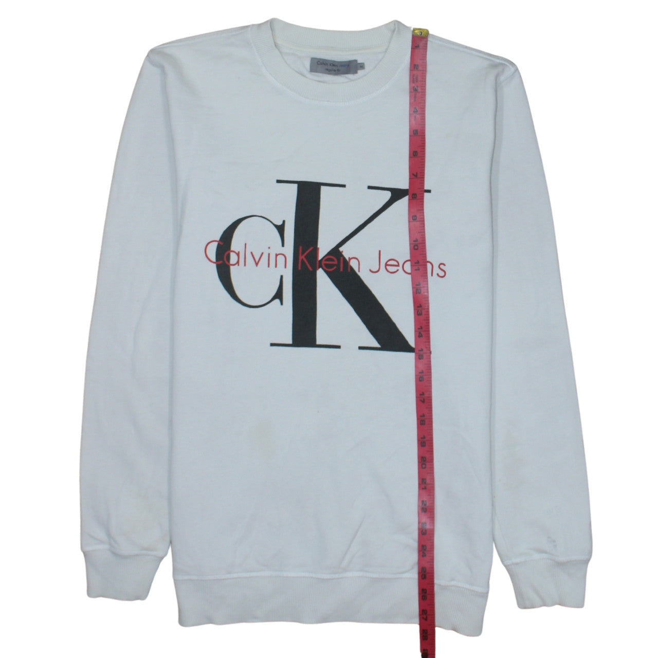 Mens UK Size M Calvin Klein Jeans White Pullover Sweatshirt
