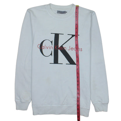 Mens UK Size M Calvin Klein Jeans White Pullover Sweatshirt