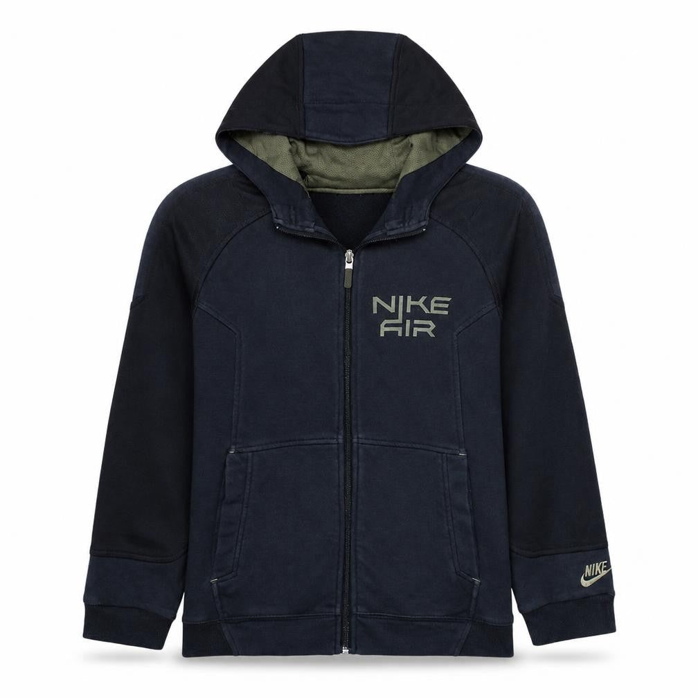 Front view of Nike boys’ black full zip hoodie, size 13, years fleece hooded sweatshirt
