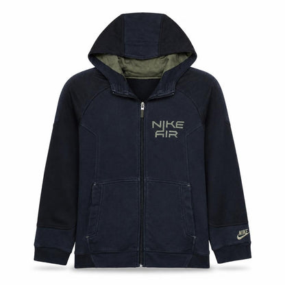 Front view of Nike boys’ black full zip hoodie, size 13, years fleece hooded sweatshirt
