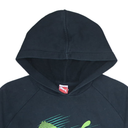 Puma Boys Black Pullover Hoodie 14 Years Graphic Logo Fleece Sweatshirt