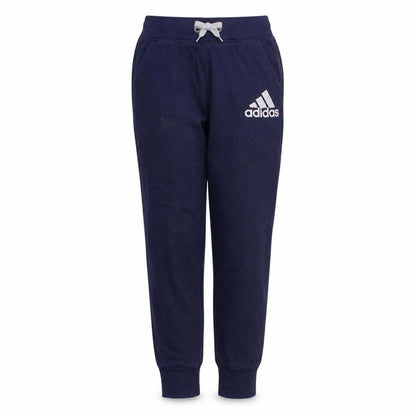 Front view of Adidas women’s blue jogger sweatpants s elastic waist logo