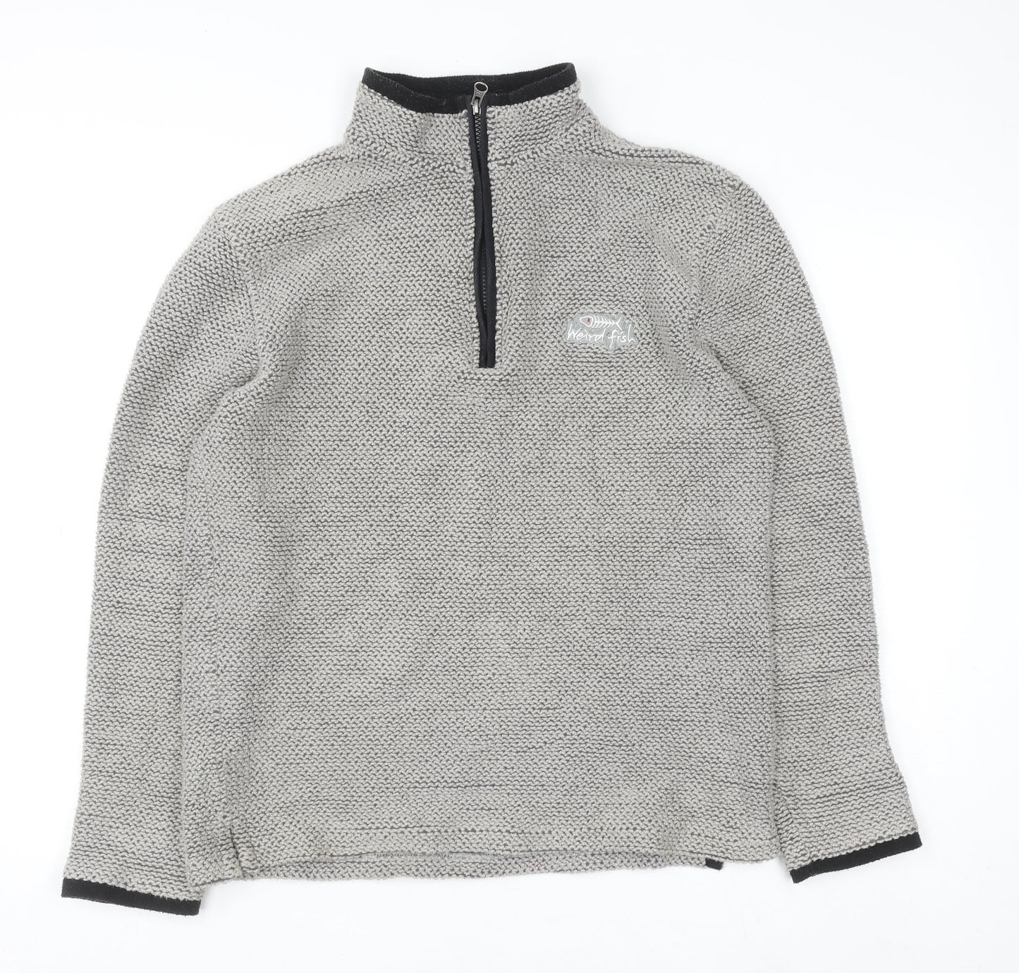 Mens UK Size S Weird Fish Grey 1/2 Zip Sweatshirt