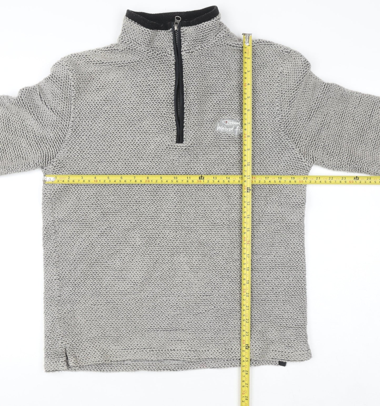 Mens UK Size S Weird Fish Grey 1/2 Zip Sweatshirt