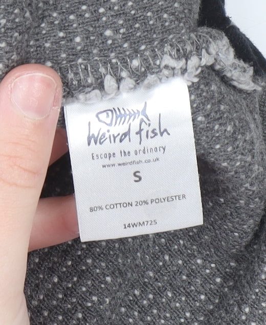 Mens UK Size S Weird Fish Grey 1/2 Zip Sweatshirt