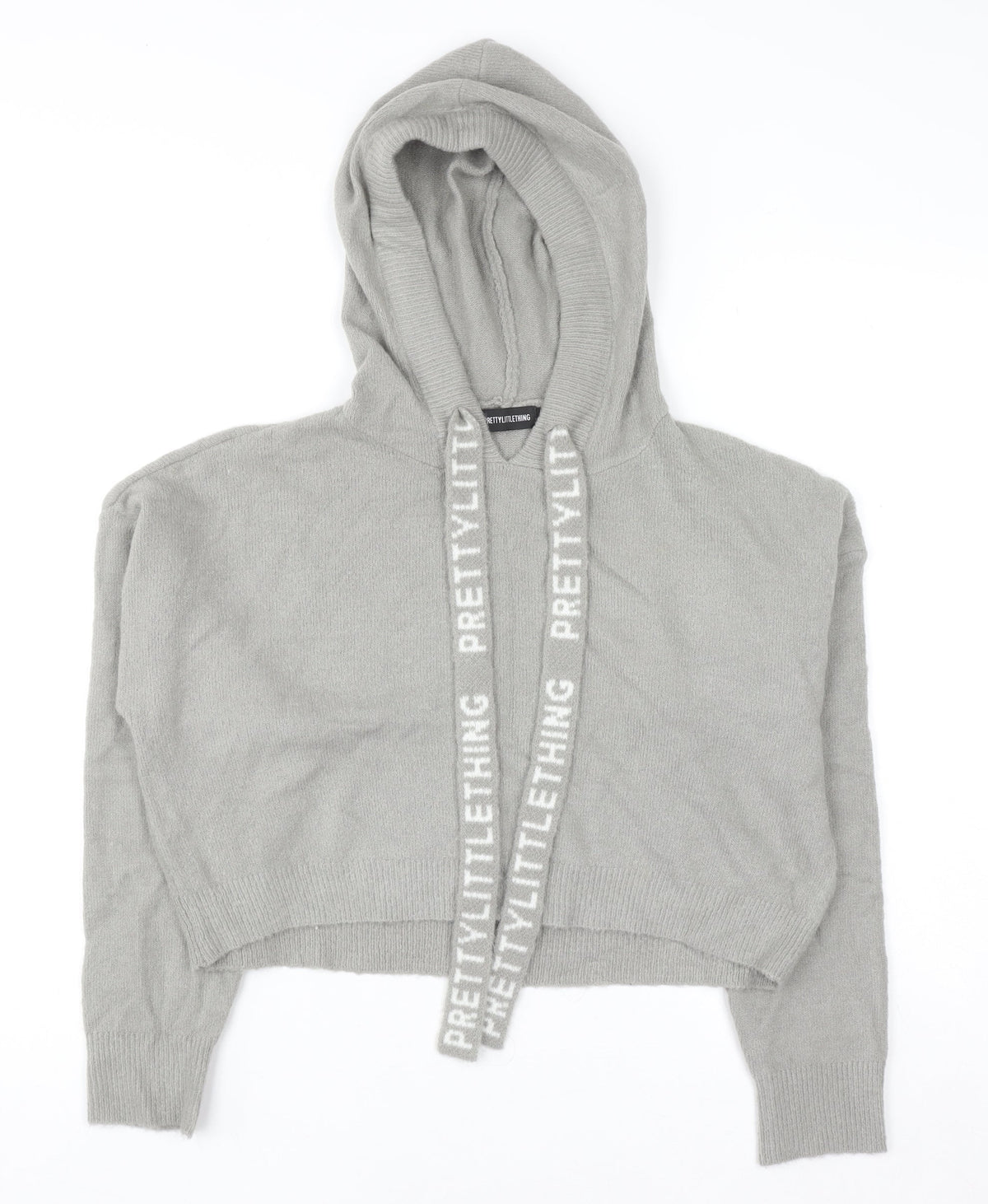 Womens UK Size S PRETTYLITTLETHING Grey Pullover Hoodie