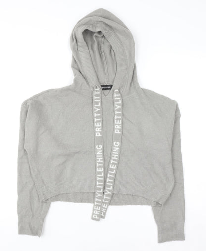 Womens UK Size S PRETTYLITTLETHING Grey Pullover Hoodie