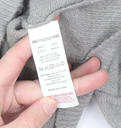 Womens UK Size S PRETTYLITTLETHING Grey Pullover Hoodie