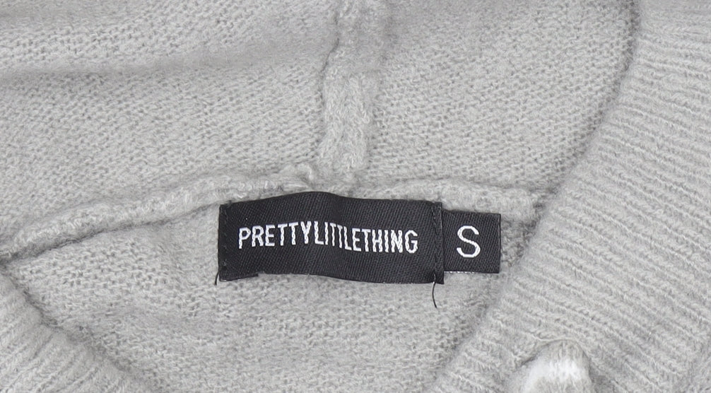 Womens UK Size S PRETTYLITTLETHING Grey Pullover Hoodie