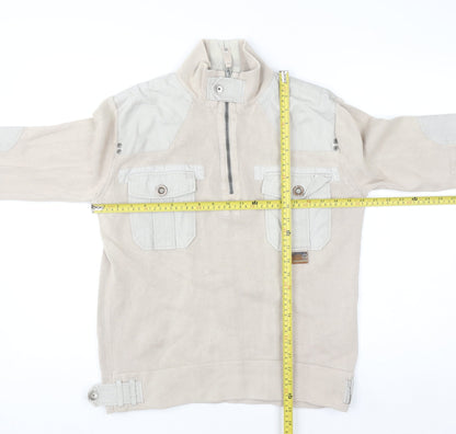 Mens UK Size S Duck and Cover Beige 1/4 Zip Jumper