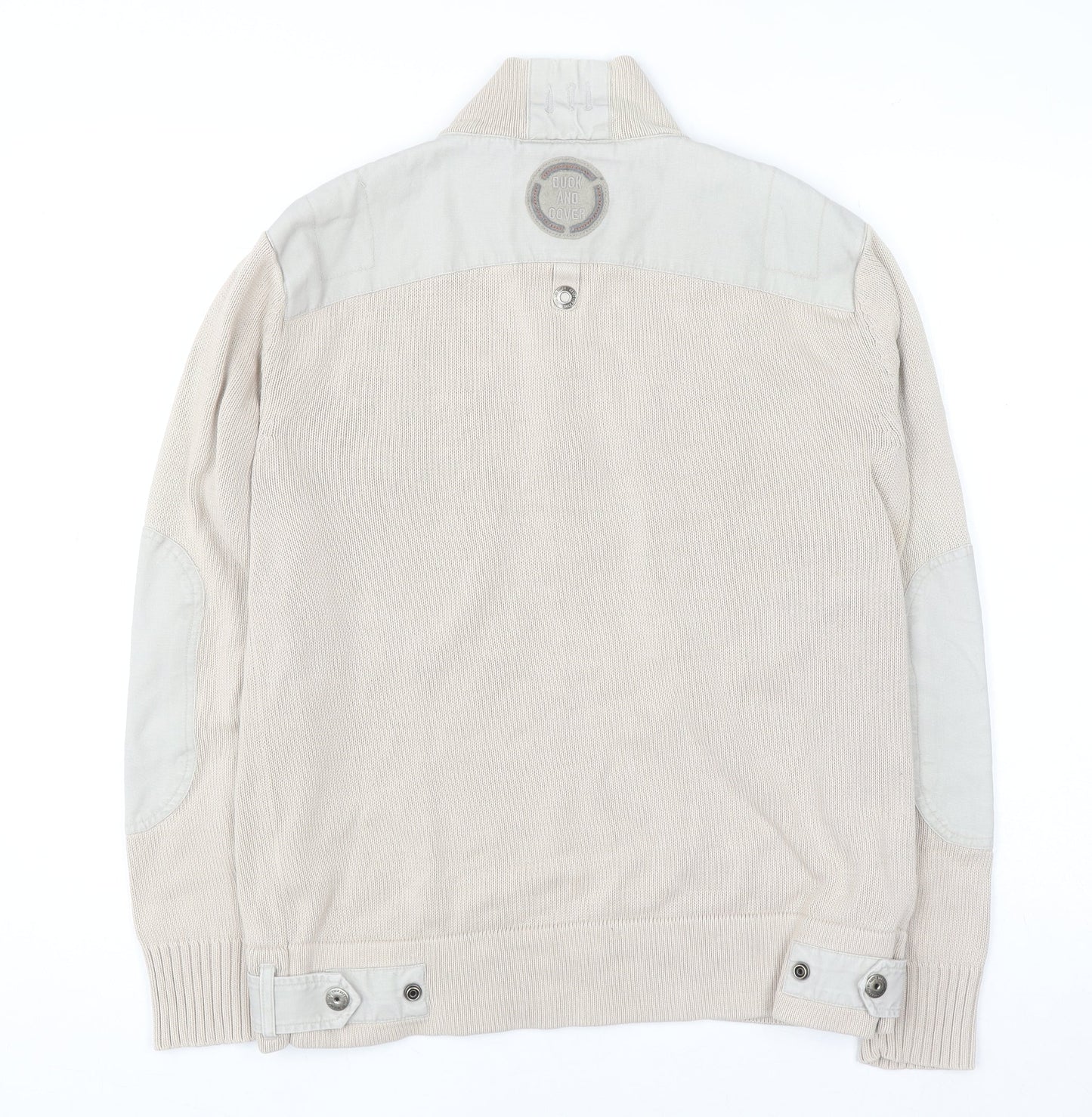 Mens UK Size S Duck and Cover Beige 1/4 Zip Jumper
