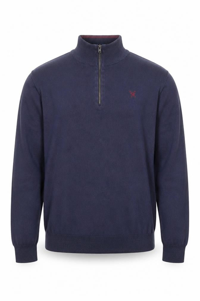Mens UK Size XL Fox & Crop Blue 1/2 Zip Jumper