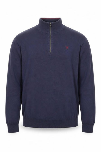 Mens UK Size XL Fox & Crop Blue 1/2 Zip Jumper