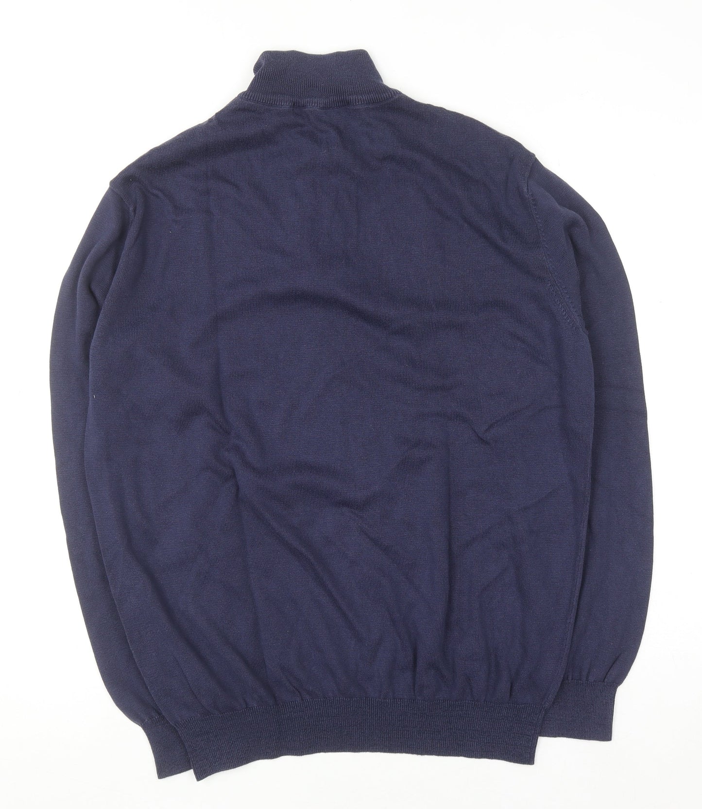 Mens UK Size XL Fox & Crop Blue 1/2 Zip Jumper